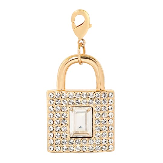 Emerald-Cut Gem Lock Austrian Crystal Charm by Bead Landing™